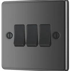 LAP 10AX 3-Gang 2-Way Light Switch Black Nickel With Black Inserts