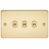 Knightsbridge FP3TOGPB 10AX 3-Gang 2-Way Light Switch Polished Brass -British General Shop 650TY P
