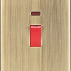 Knightsbridge CS82NAB 45A 2-Gang DP Control Switch Antique Brass With LED