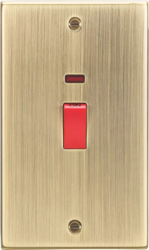 Knightsbridge CS82NAB 45A 2-Gang DP Control Switch Antique Brass With LED 3 Knightsbridge CS82NAB 45A 2-Gang DP Control Switch Antique Brass With LED