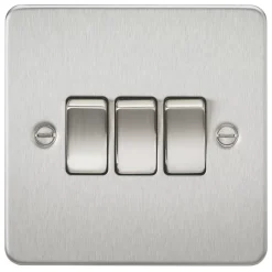 Knightsbridge FP4000BC 10AX 3-Gang 2-Way Light Switch Brushed Chrome
