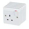 MK Logic Plus 13A 1-Gang DP Switched Plug Socket White 5 Pack -British General Shop 65364 P