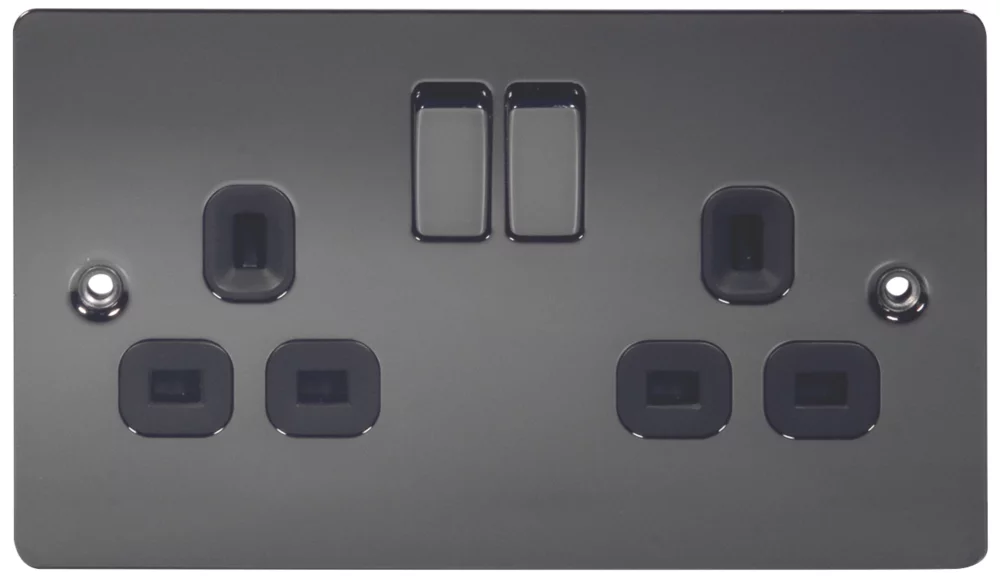 LAP 13A 2-Gang DP Switched Plug Socket Black Nickel With Black Inserts 4 LAP 13A 2-Gang DP Switched Plug Socket Black Nickel With Black Inserts - Image 2