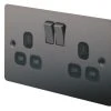 LAP 13A 2-Gang DP Switched Plug Socket Black Nickel With Black Inserts -British General Shop 65395 P