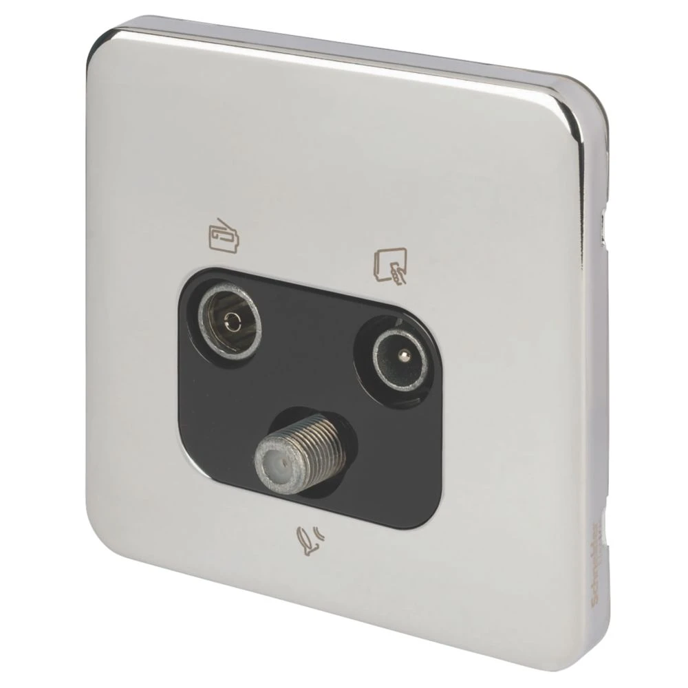 Schneider Electric Lisse Deco 1-Gang Triplex Multimedia Socket Polished Chrome With Black Inserts 3 Schneider Electric Lisse Deco 1-Gang Triplex Multimedia Socket Polished Chrome With Black Inserts
