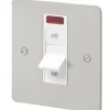 MK Edge 32A 1-Gang DP Control Switch Brushed Stainless Steel With Neon With White Inserts -British General Shop 658FF P