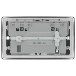 LAP 13A 2-Gang SP Switched Wi-Fi Extender + 2.1A 1-Outlet Type A USB Charger Brushed Steel With Black Inserts -British General Shop 658FV A3