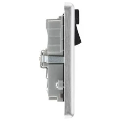 LAP 13A 2-Gang SP Switched Wi-Fi Extender + 2.1A 1-Outlet Type A USB Charger Brushed Steel With Black Inserts -British General Shop 658FV A4