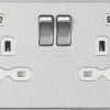 Knightsbridge SFR9904NBCW 13A 2-Gang SP Switched Socket + 2.4A 2-Outlet Type A USB Charger Brushed Chrome With White Inserts 1 Knightsbridge SFR9904NBCW 13A 2-Gang SP Switched Socket + 2.4A 2-Outlet Type A USB Charger Brushed Chrome With White Inserts -British General Shop 658TX P