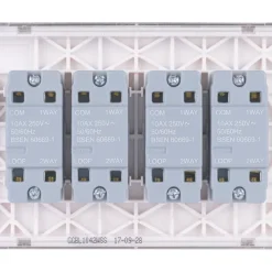 Schneider Electric Lisse Deco 10AX 4-Gang 2-Way Light Switch Brushed Stainless Steel With White Inserts -British General Shop 660FF A3