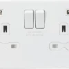 Knightsbridge SFR9224MW 13A 2-Gang SP Switched Socket + 2.4A 2-Outlet Type A USB Charger Matt White With White Inserts 1 Knightsbridge SFR9224MW 13A 2-Gang SP Switched Socket + 2.4A 2-Outlet Type A USB Charger Matt White With White Inserts -British General Shop 660TX P