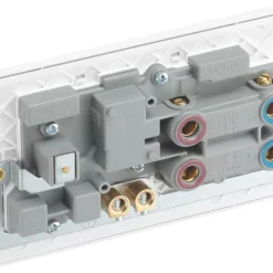 British General Evolve 45A 2-Gang 2-Pole Cooker Switch & 13A DP Switched Socket Pearlescent White With LED With White Inserts -British General Shop 661PX A4