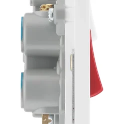 British General Evolve 45A 2-Gang 2-Pole Cooker Switch & 13A DP Switched Socket Pearlescent White With LED With White Inserts -British General Shop 661PX A5