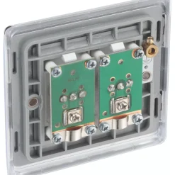 British General Nexus Metal 2-Gang Double Coaxial TV / FM Socket Polished Chrome -British General Shop 662XG A2