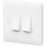 MK Base 10AX 2-Gang 1-Way Light Switch White -British General Shop 664PF P