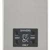 Knightsbridge SF8900BC 2-Gang Dual Voltage Shaver Socket 115 V / 230V Brushed Chrome With Black Inserts -British General Shop 665TX P