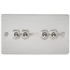 Knightsbridge FP4TOGBC 10AX 4-Gang 2-Way Light Switch Brushed Chrome -British General Shop 665TY P