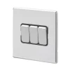 MK Aspect 10AX 3-Gang 2-Way Switch Polished Chrome With Black Inserts -British General Shop 666FF P