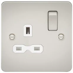 Knightsbridge 13A 1-Gang DP Switched Single Socket Pearl With White Inserts