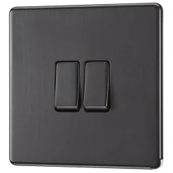 LAP 20A 16AX 2-Gang 2-Way Light Switch Slate Grey