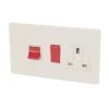 Varilight 45AX 3-Gang DP Cooker Switch & 13A DP Switched Socket Ice White With White Inserts -British General Shop 67190 P