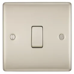 British General Nexus Metal 20A 1-Gang 2-Way Light Switch Pearl Nickel With Colour-Matched Inserts -British General Shop 67396 A2