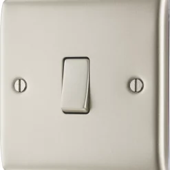 British General Nexus Metal 20A 1-Gang 2-Way Light Switch Pearl Nickel With Colour-Matched Inserts -British General Shop 67396 A3