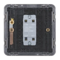 Schneider Electric Lisse Deco 10AX 1-Gang 2-Way Light Switch Brushed Stainless Steel With Black Inserts -British General Shop 673CC A3