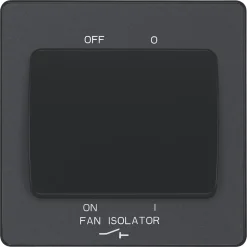 British General Evolve 10A 1-Gang 3-Pole Fan Isolator Switch Grey With Black Inserts -British General Shop 673PX A2