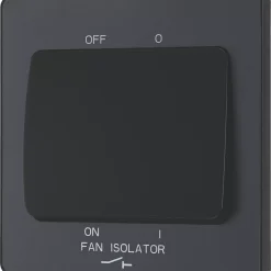 British General Evolve 10A 1-Gang 3-Pole Fan Isolator Switch Grey With Black Inserts -British General Shop 673PX A3