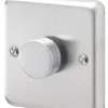MK Albany Plus 1-Gang 2-Way Dimmer Switch Brushed Steel
