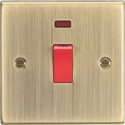 Knightsbridge CS81NAB 45A 1-Gang DP Control Switch Antique Brass With LED