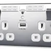 British General Nexus Metal 13A 2-Gang SP Switched Wi-Fi Extender Socket + 2.1A 1-Outlet Type A USB Charger Polished Chrome With White Inserts 2 British General Nexus Metal 13A 2-Gang SP Switched Wi-Fi Extender Socket + 2.1A 1-Outlet Type A USB Charger Polished Chrome With White Inserts -British General Shop 677FG P
