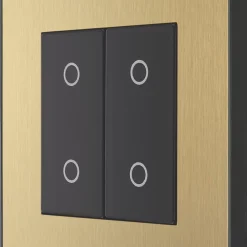 British General Evolve 2-Gang 2-Way LED Double Master Touch Trailing Edge Dimmer Switch Satin Brass With Black Inserts