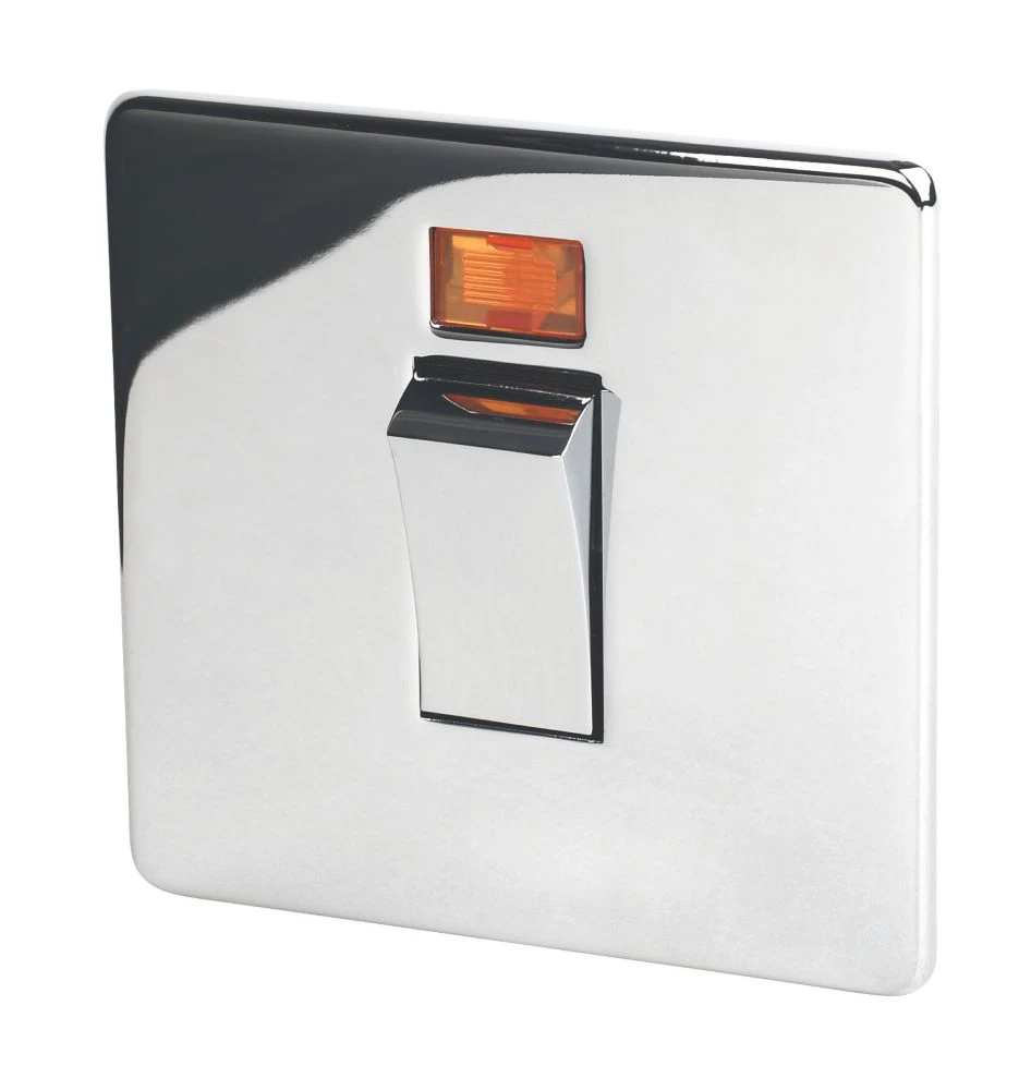 Crabtree Platinum 45A 1-Gang DP Cooker Switch Polished Chrome With Neon 3 Crabtree Platinum 45A 1-Gang DP Cooker Switch Polished Chrome With Neon