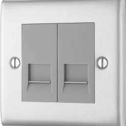 British General Nexus Metal Slave Telephone Socket Brushed Steel