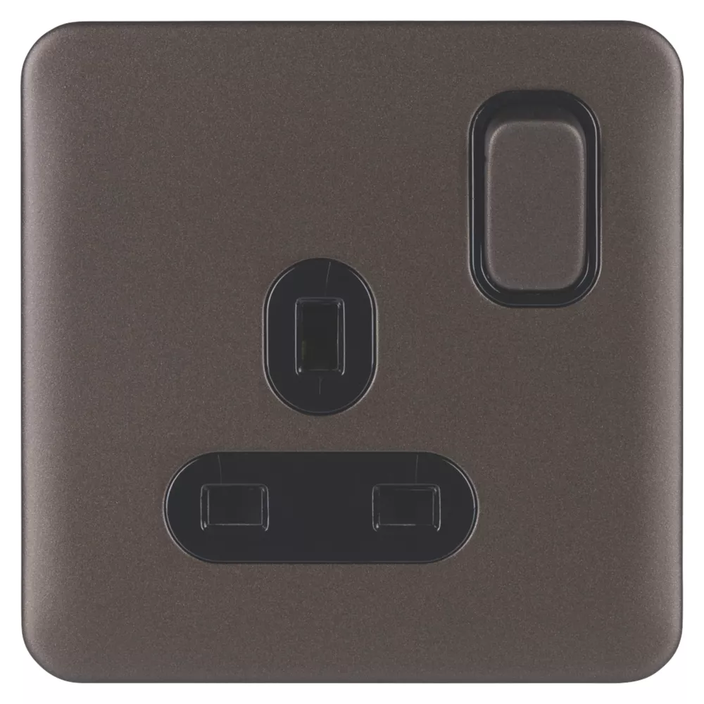 Schneider Electric Lisse Deco 13A 1-Gang SP Switched Plug Socket Mocha Bronze With Black Inserts 4 Schneider Electric Lisse Deco 13A 1-Gang SP Switched Plug Socket Mocha Bronze With Black Inserts - Image 2