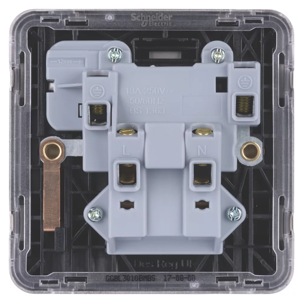 Schneider Electric Lisse Deco 13A 1-Gang SP Switched Plug Socket Mocha Bronze With Black Inserts 6 Schneider Electric Lisse Deco 13A 1-Gang SP Switched Plug Socket Mocha Bronze With Black Inserts - Image 4