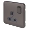 Schneider Electric Lisse Deco 13A 1-Gang SP Switched Plug Socket Mocha Bronze With Black Inserts