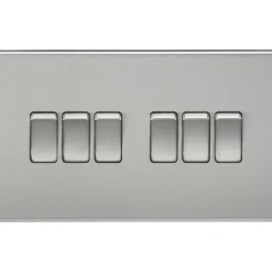 Knightsbridge SF4200BC 10AX 6-Gang 2-Way Light Switch Brushed Chrome