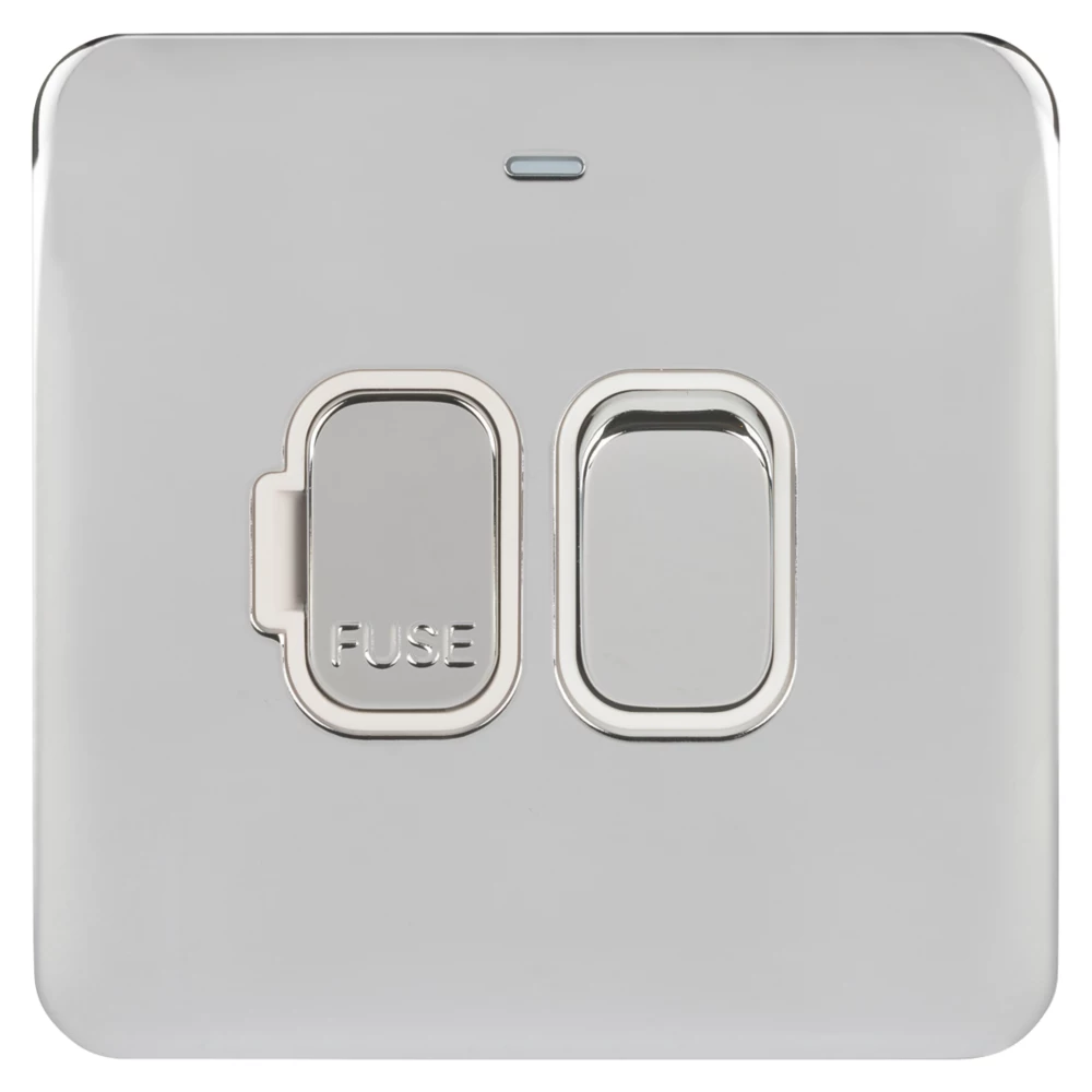 Schneider Electric Lisse Deco 13A Switched Fused Spur With LED Polished Chrome With White Inserts 4 Schneider Electric Lisse Deco 13A Switched Fused Spur With LED Polished Chrome With White Inserts - Image 2