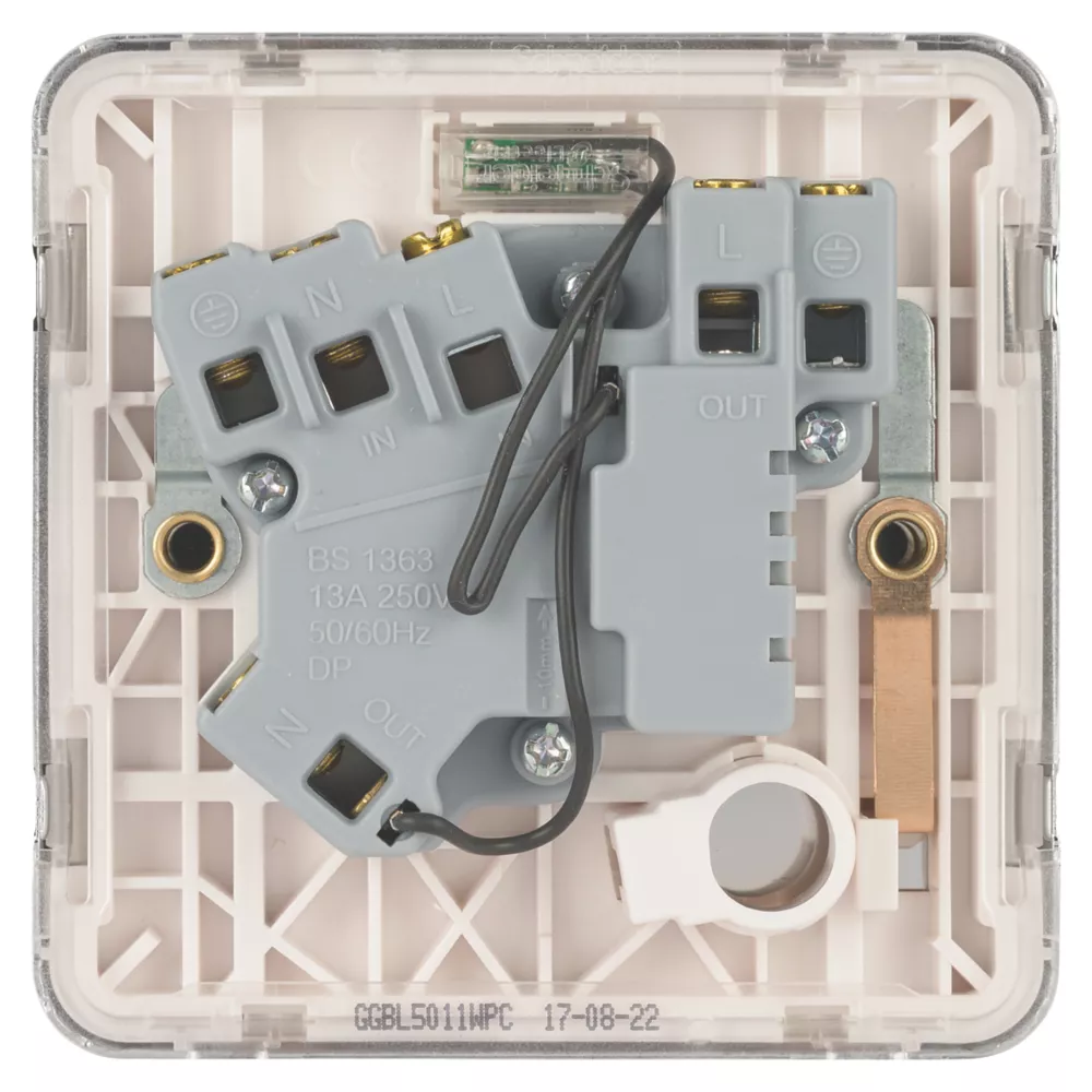 Schneider Electric Lisse Deco 13A Switched Fused Spur With LED Polished Chrome With White Inserts 6 Schneider Electric Lisse Deco 13A Switched Fused Spur With LED Polished Chrome With White Inserts - Image 4