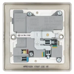 British General Nexus Metal 13A 1-Gang SP Switched Socket + 2.1A 2-Outlet Type A USB Charger Pearl Nickel With White Inserts -British General Shop 6911F A5
