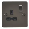 Knightsbridge 13A 1-Gang DP Switched Single Socket Gunmetal With Black Inserts -British General Shop 692TX P