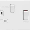 Knightsbridge SFR83UMMW 45 & 13A 1-Gang DP Cooker Switch & 13A DP Switched Socket + 2.4A 2-Outlet Type A USB Charger Matt White With White Inserts -British General Shop 692VF P