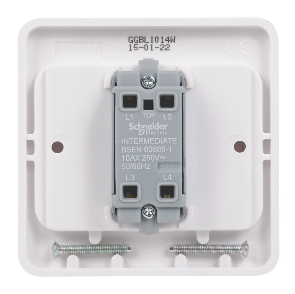 Schneider Electric Lisse 10AX 1-Gang 10AX Intermediate Wide Rocker Light Switch White 6 Schneider Electric Lisse 10AX 1-Gang 10AX Intermediate Wide Rocker Light Switch White - Image 4
