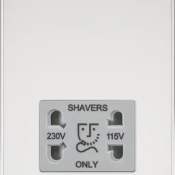 Knightsbridge FP8900PCG 2-Gang Dual Voltage Shaver Socket 115 V / 230V Polished Chrome With Colour-Matched Inserts