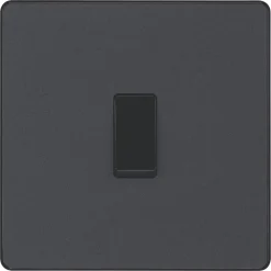 British General Evolve 20A 16AX 1-Gang Intermediate Light Switch Grey With Black Inserts -British General Shop 702PX A2