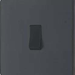 British General Evolve 20A 16AX 1-Gang Intermediate Light Switch Grey With Black Inserts -British General Shop 702PX A3