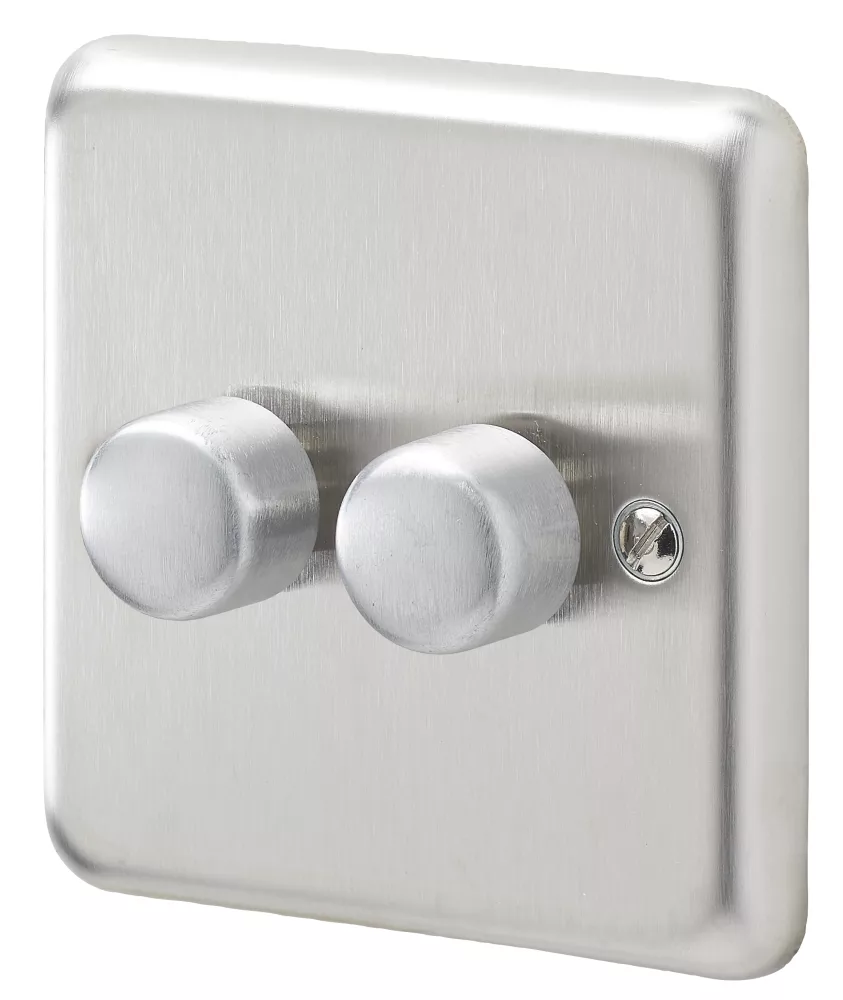 MK Albany Plus 2-Gang 2-Way Dimmer Switch Brushed Steel 3 MK Albany Plus 2-Gang 2-Way Dimmer Switch Brushed Steel